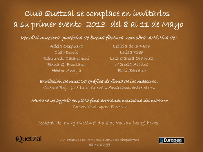 Exposición en Club Quetzal 