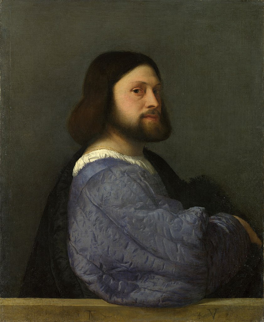 842px titian portrait of a man with a quilted sleeve