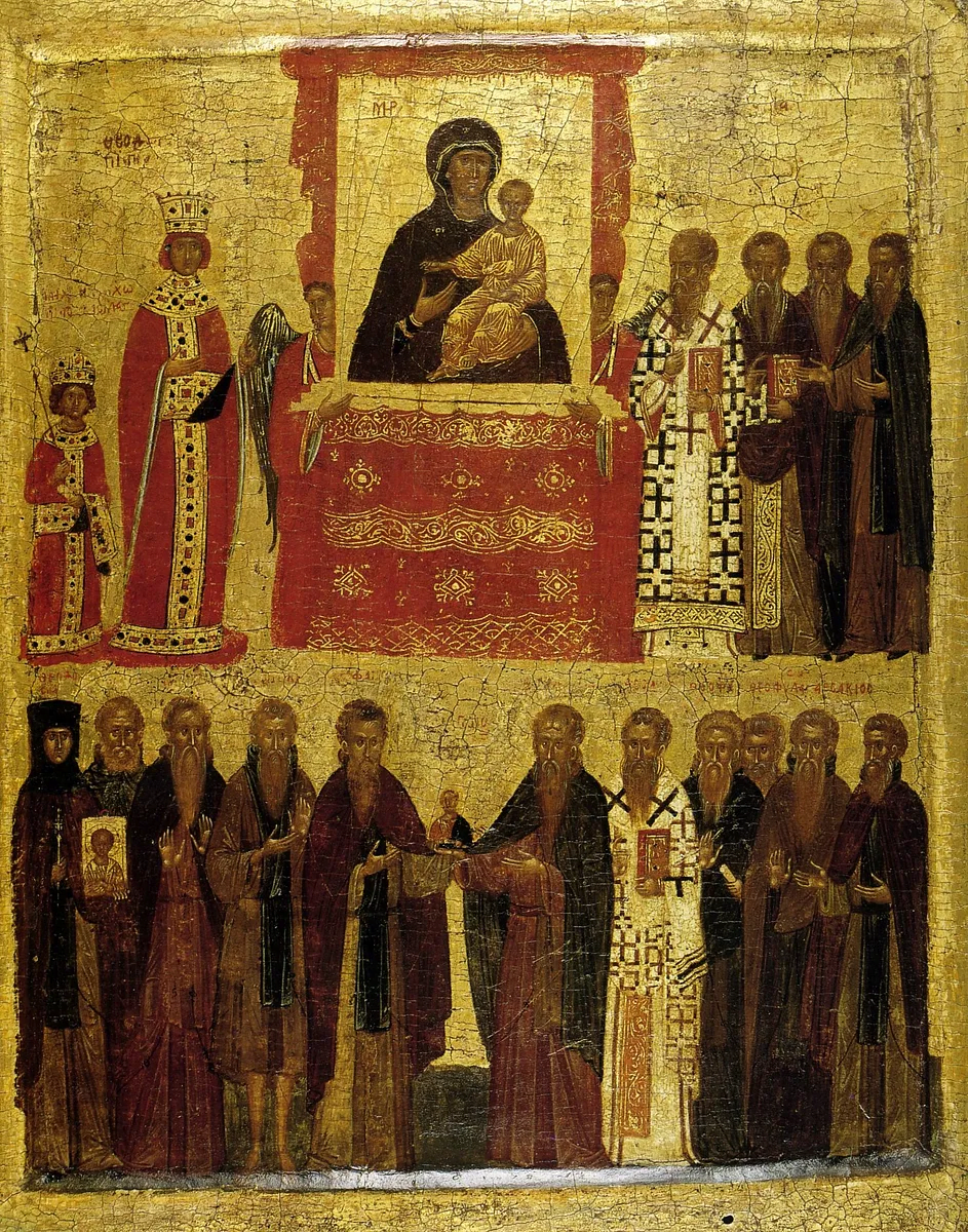Pigmentos bizantinos en Triunfo de la ortodoxia