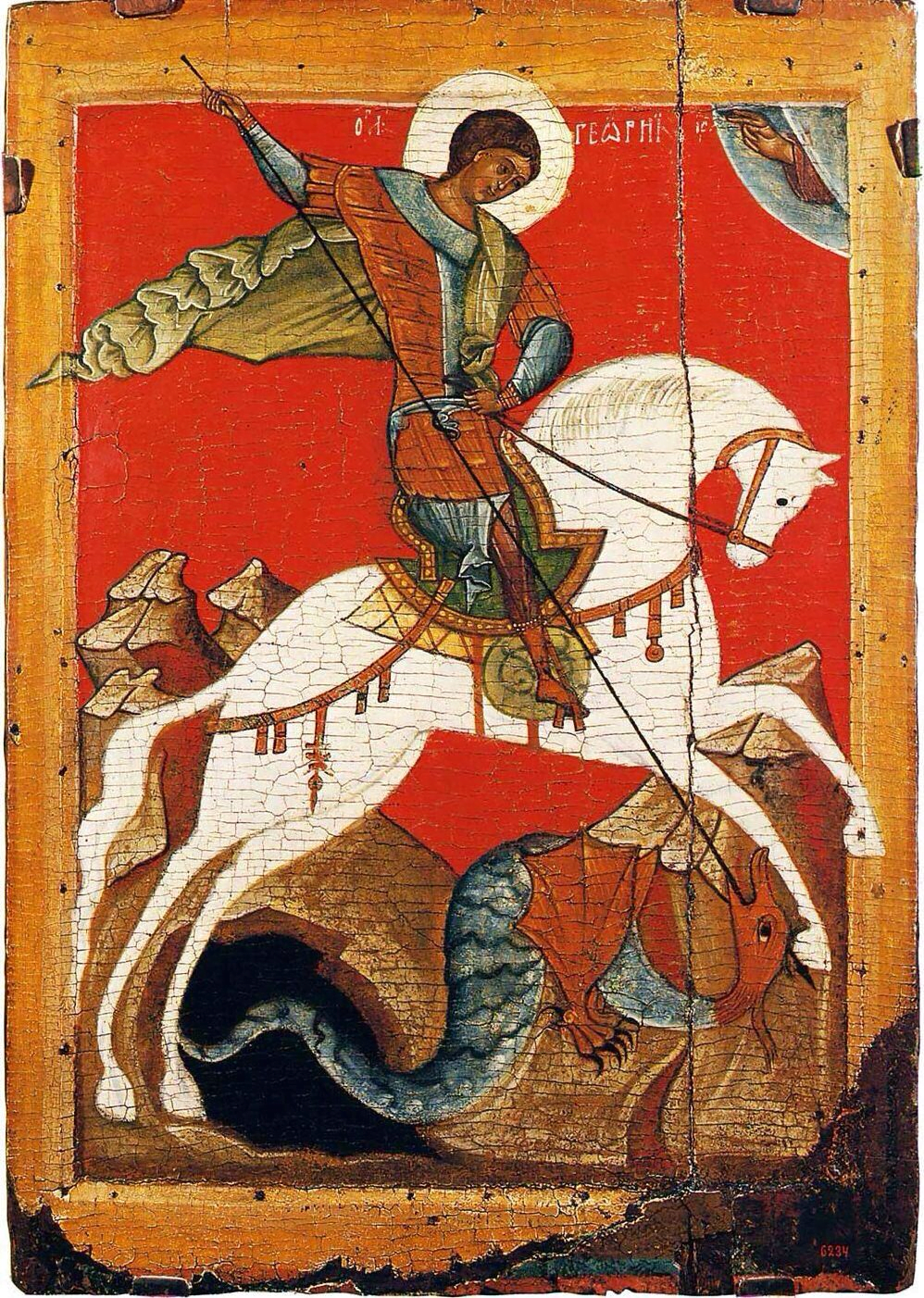 Pigmentos bizantinos en Ícono San Jorge y el Dragón